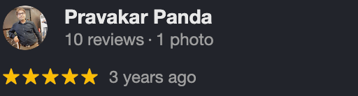 Pravakar Panda Google review